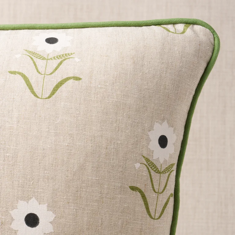 Schumacher Forget Me Nots Pillow in White on Linen (SO18198103)