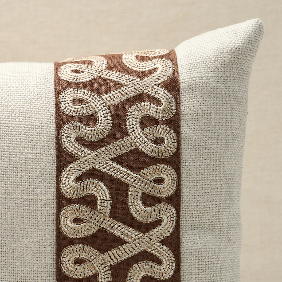 Schumacher Freeform Tape Pillow in Chocolate (SO7673618)