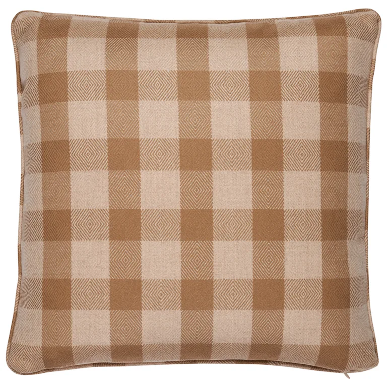 Schumacher Galt Wool Check Pillow in Coffee