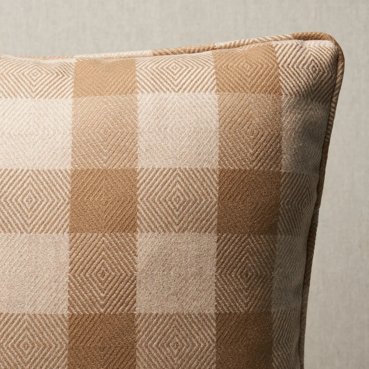 Schumacher Galt Wool Check Pillow in Coffee