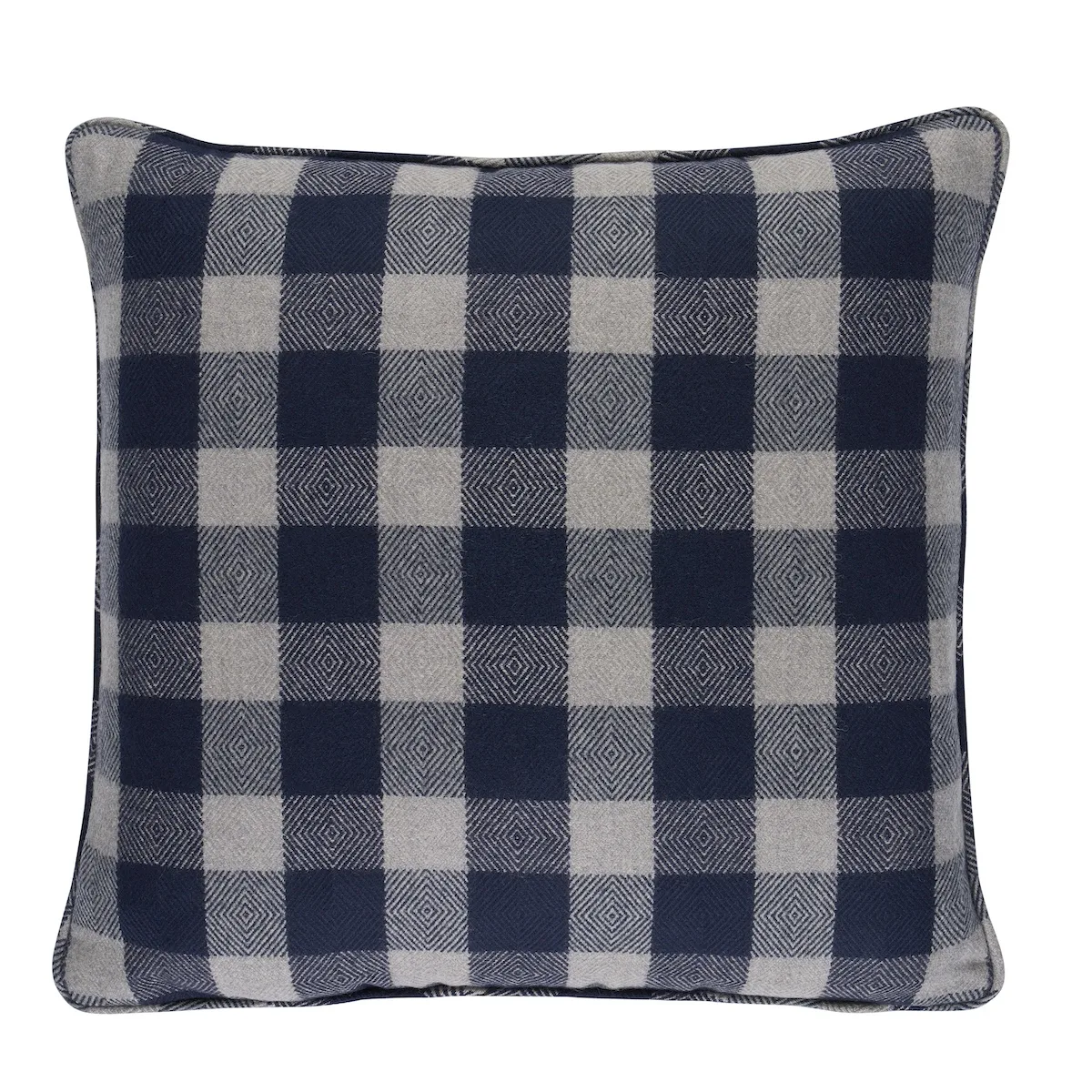 Schumacher Galt Wool Check Pillow in Indigo