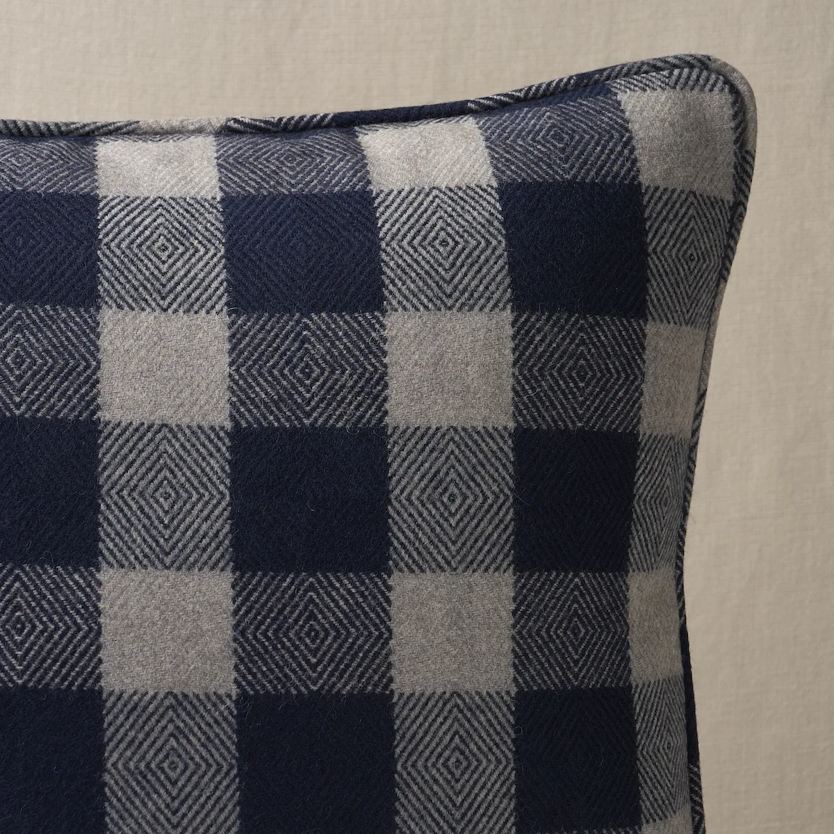 Schumacher Galt Wool Check Pillow in Indigo