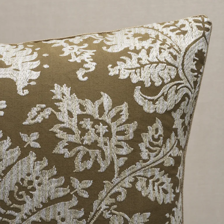 Schumacher Gianna Embroidery Pillow in Caramel (SO8616204)