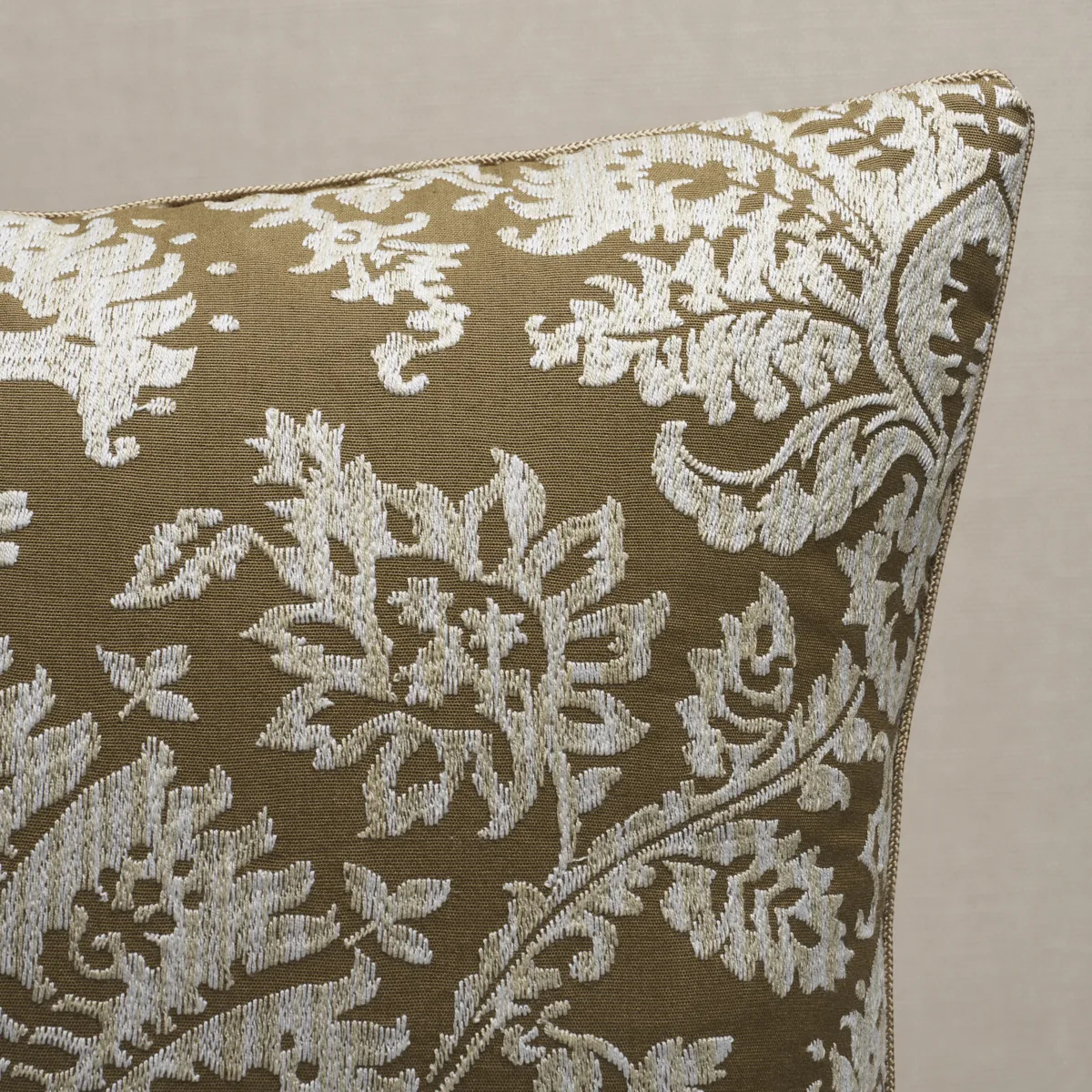 Schumacher Gianna Embroidery Pillow in Caramel (SO8616204)
