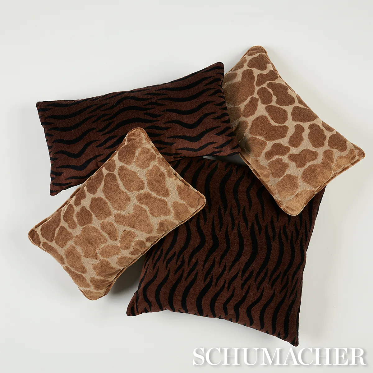Schumacher Giraffe Velvet Pillow in Safari (SO8297014)