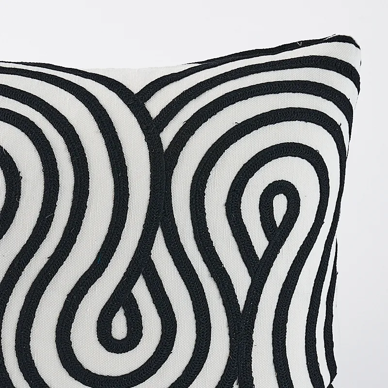Schumacher Giraldi Embroidery Pillow in Black (SO7934131)