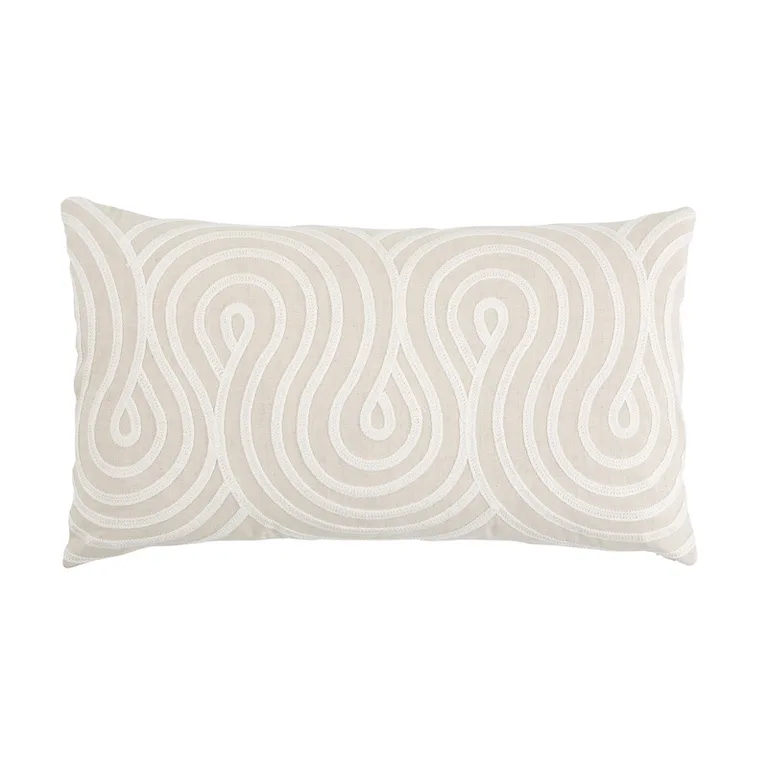 Schumacher Giraldi Embroidery Pillow in Natural (SO7934231)