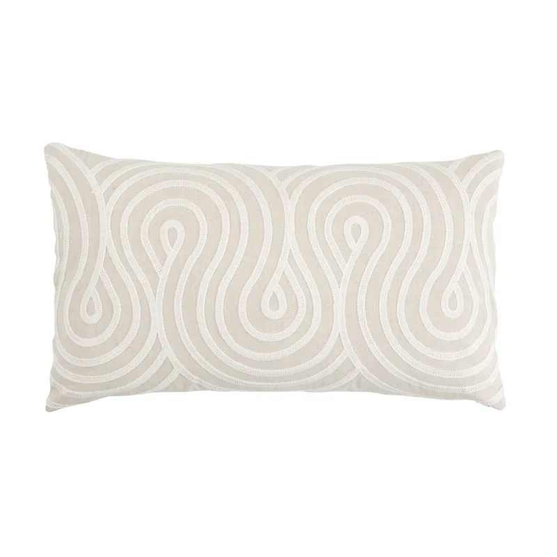 Schumacher Giraldi Embroidery Pillow in Natural (SO7934231)
