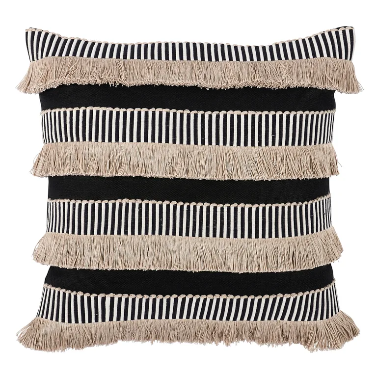 Schumacher Graphic Fringe Pillow in Black (SO8121206)