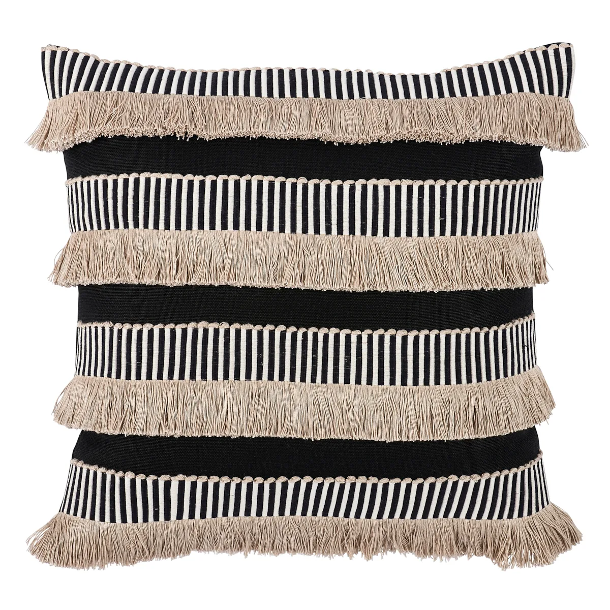 Schumacher Graphic Fringe Pillow in Black (SO8121206)