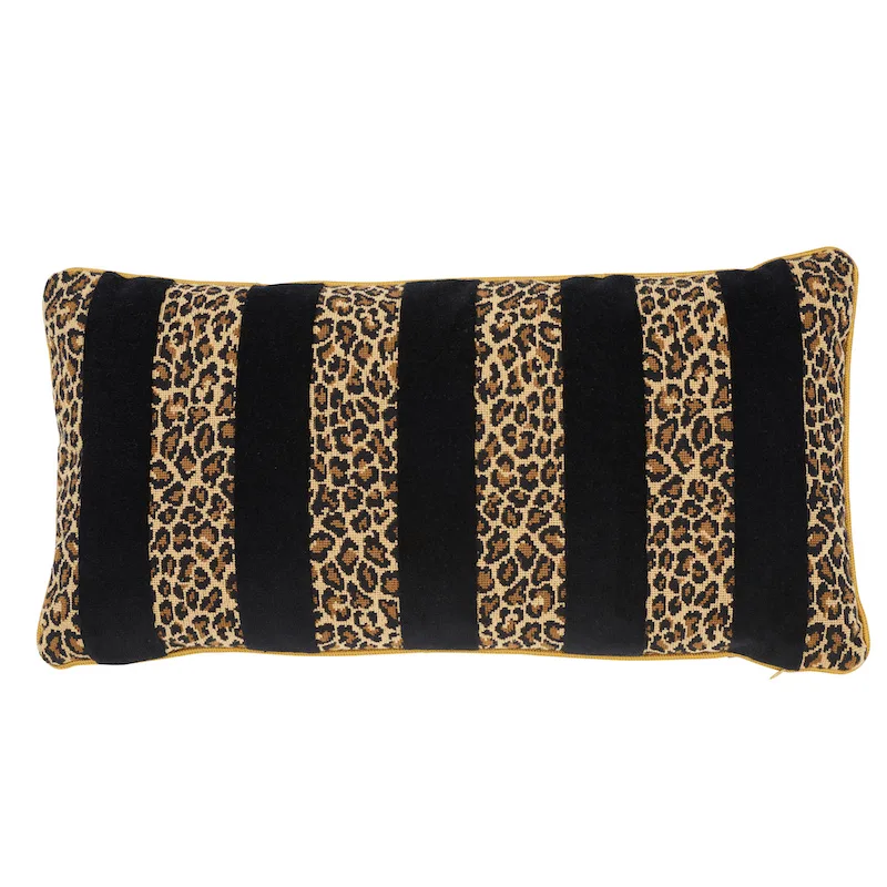 Schumacher Guepard Stripe Velvet Pillow in Black (SO7714218)