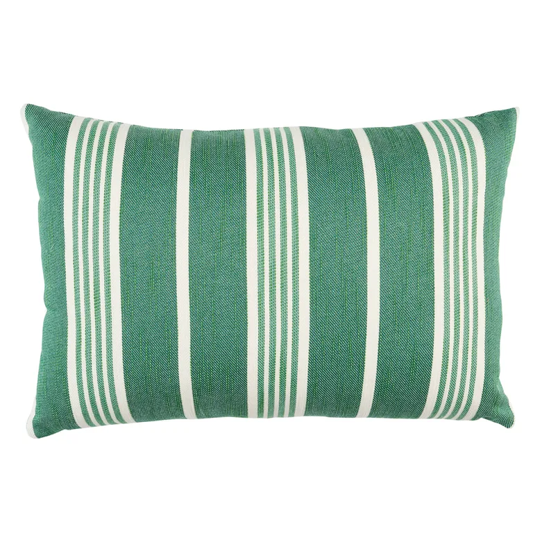 Schumacher Hampton Stripe I/O Pillow in Emerald (SO8230215)