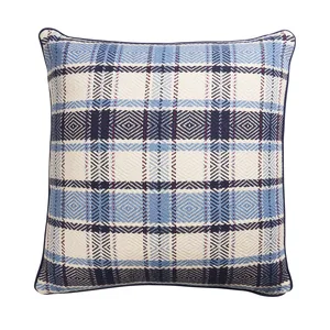 Schumacher Heidi Plaid Pillow in Indigo