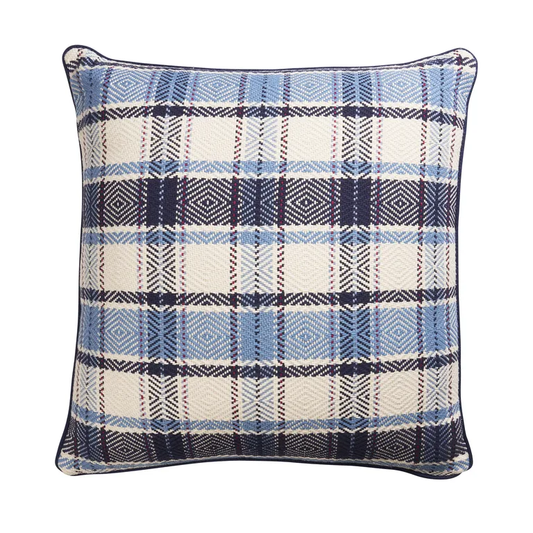 Schumacher Heidi Plaid Pillow in Indigo