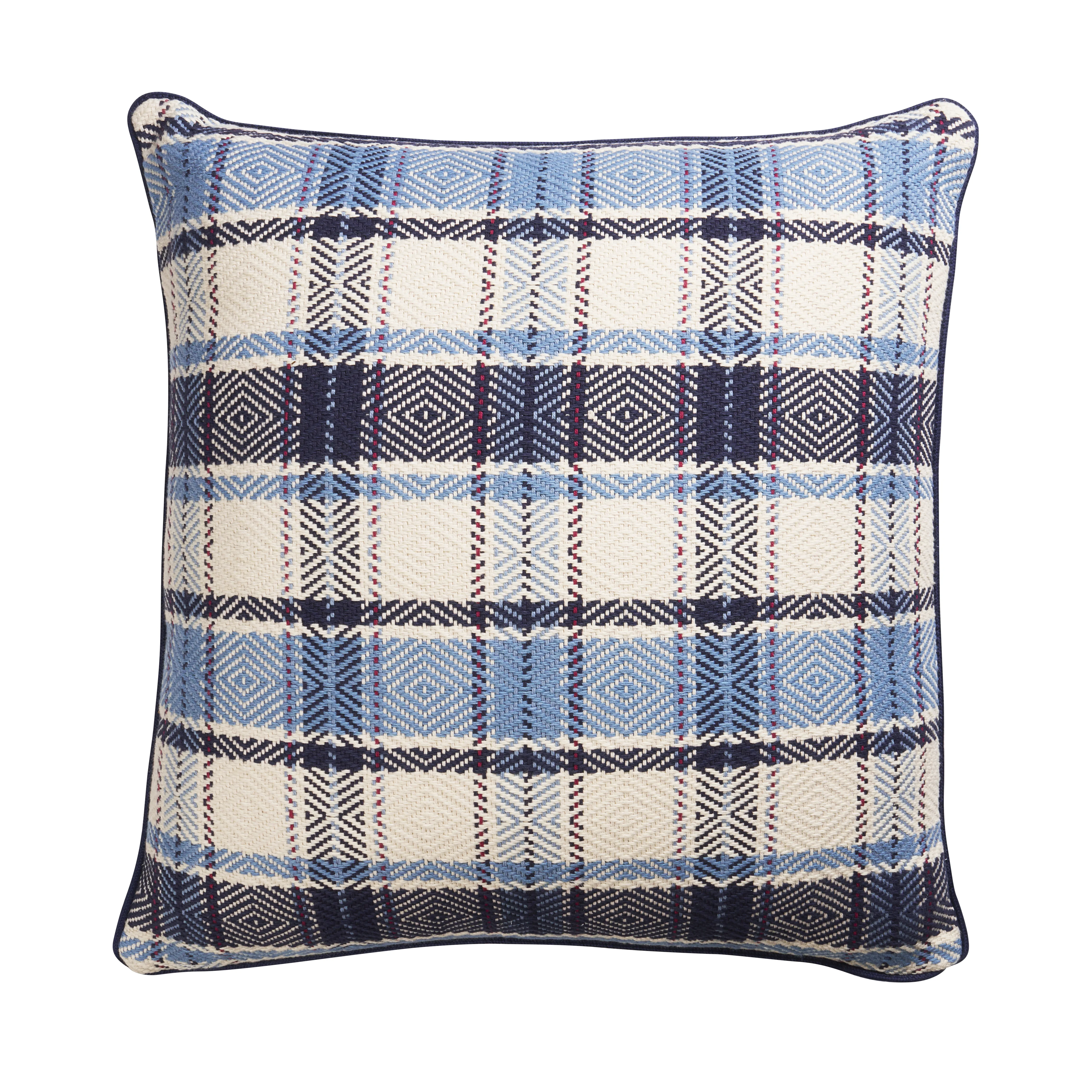 Schumacher Heidi Plaid Pillow in Indigo