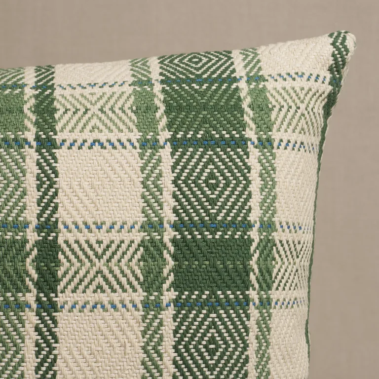 Schumacher Heidi Plaid Pillow in Leaf