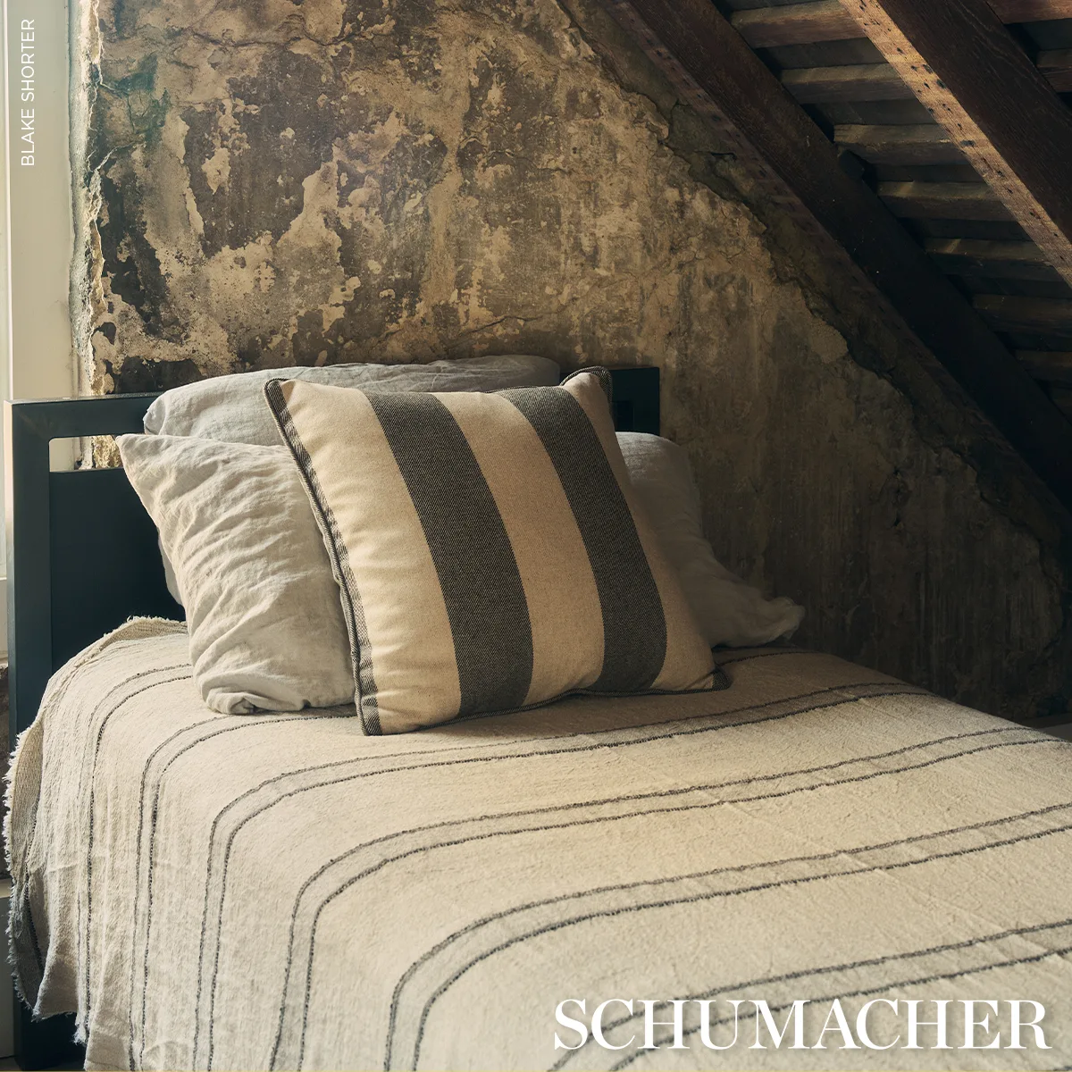 Hemlock Stripe Pillow - Graphite Schumacher Hemlock Stripe Pillow in Graphite