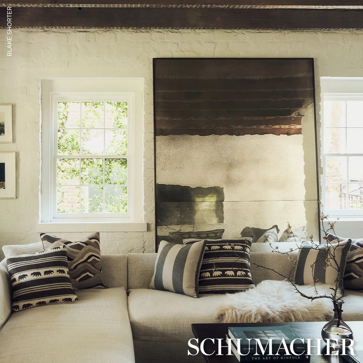 Hemlock Stripe Pillow - Graphite Schumacher Hemlock Stripe Pillow in Graphite