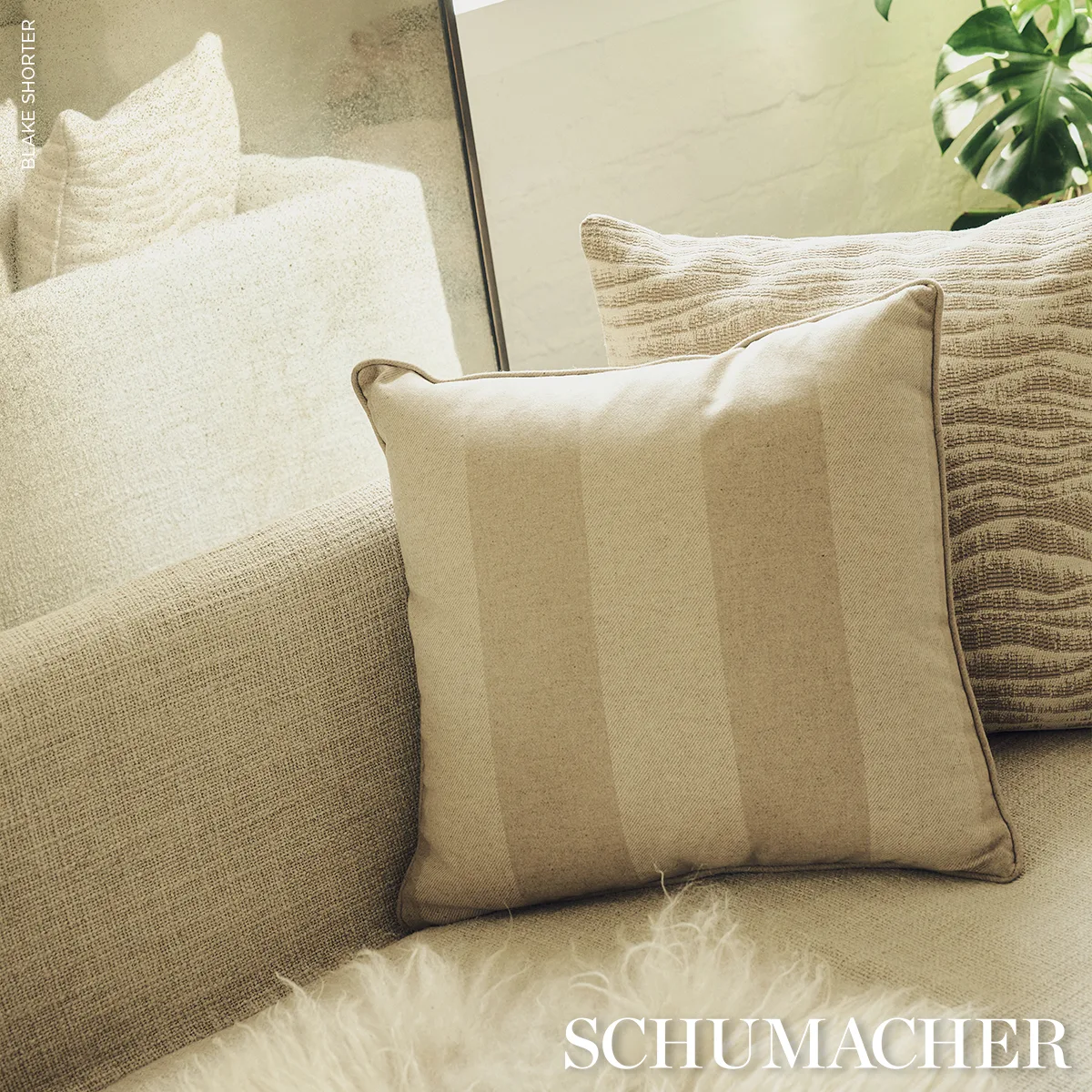 Hemlock Stripe Pillow - Natural Schumacher Hemlock Stripe Pillow in Natural