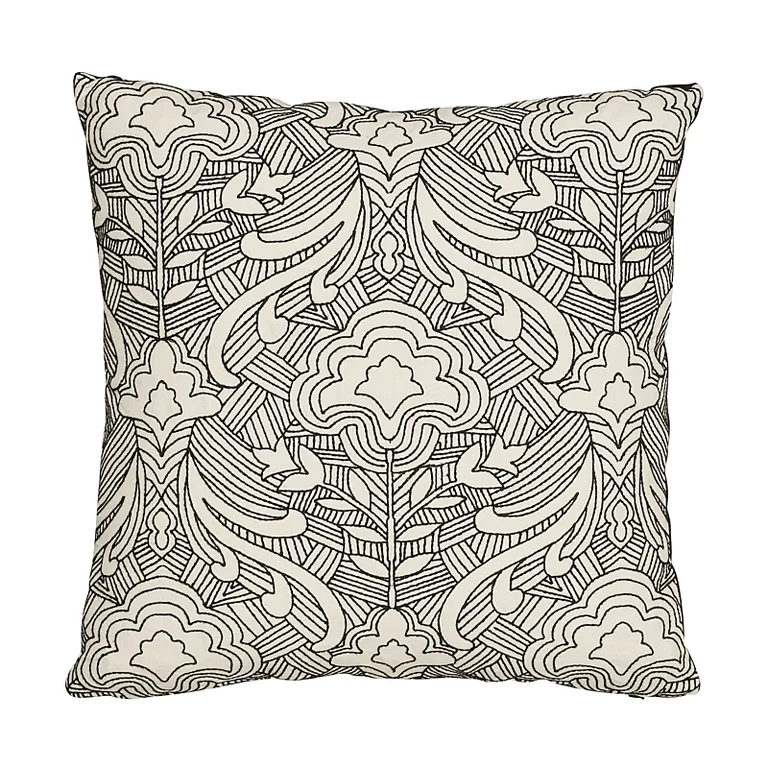 Schumacher Hendrix Embroidery Pillow in Black (SO7616204)