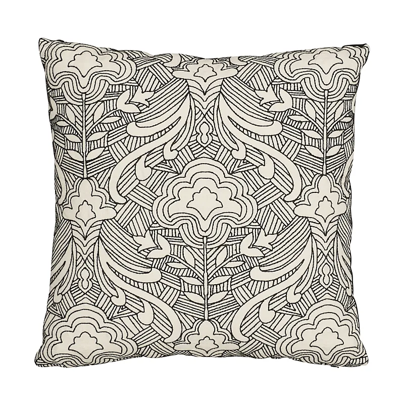 Schumacher Hendrix Embroidery Pillow in Black (SO7616204)