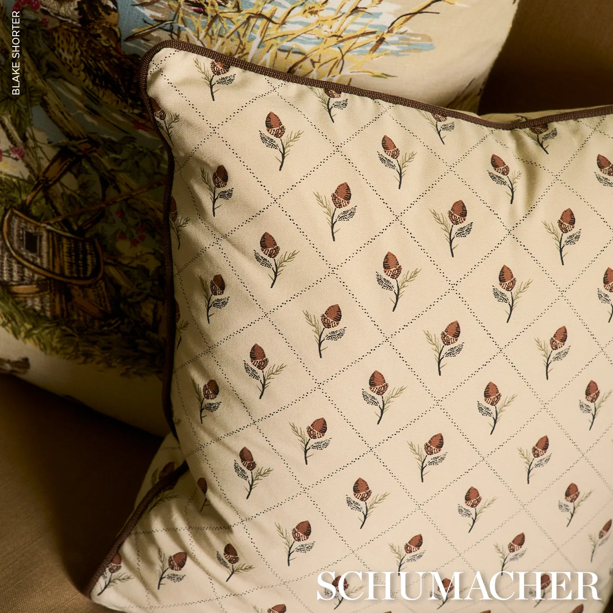 SO18267004 | Holden Hand Print Pillow - Flax Schumacher Holden Hand Print Pillow in Flax (SO18267004)