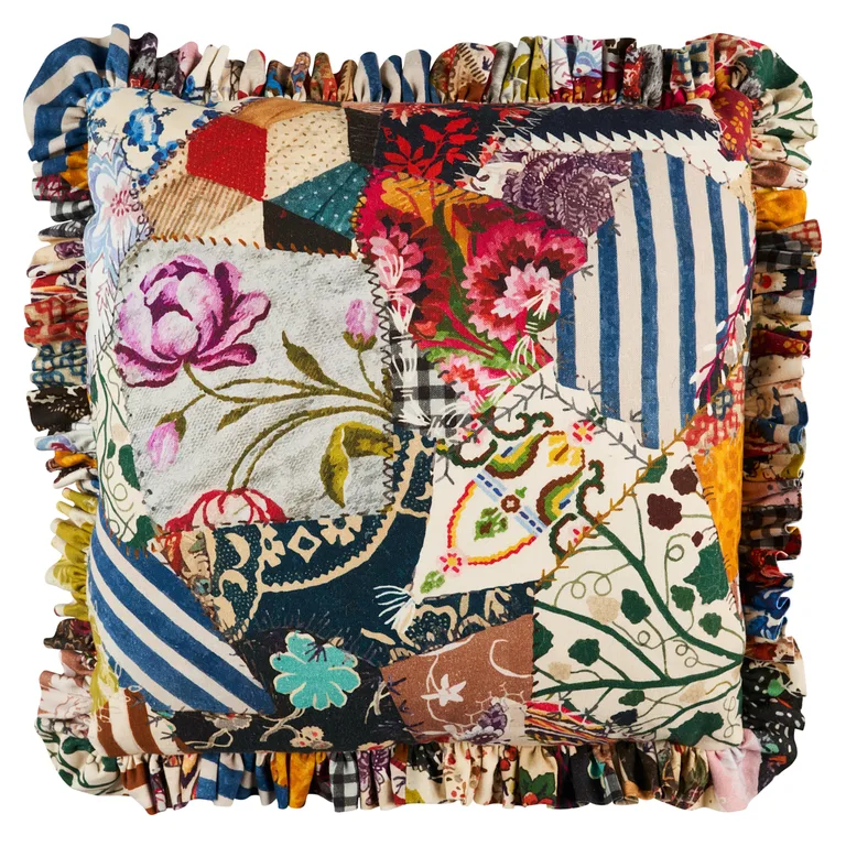 Schumacher Hotch Potch Crazy Quilt Pillow in Document