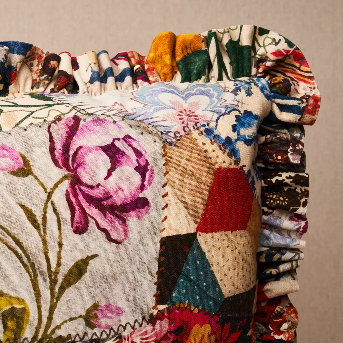 Hotch Potch Crazy Quilt Pillow - Document Schumacher Hotch Potch Crazy Quilt Pillow in Document