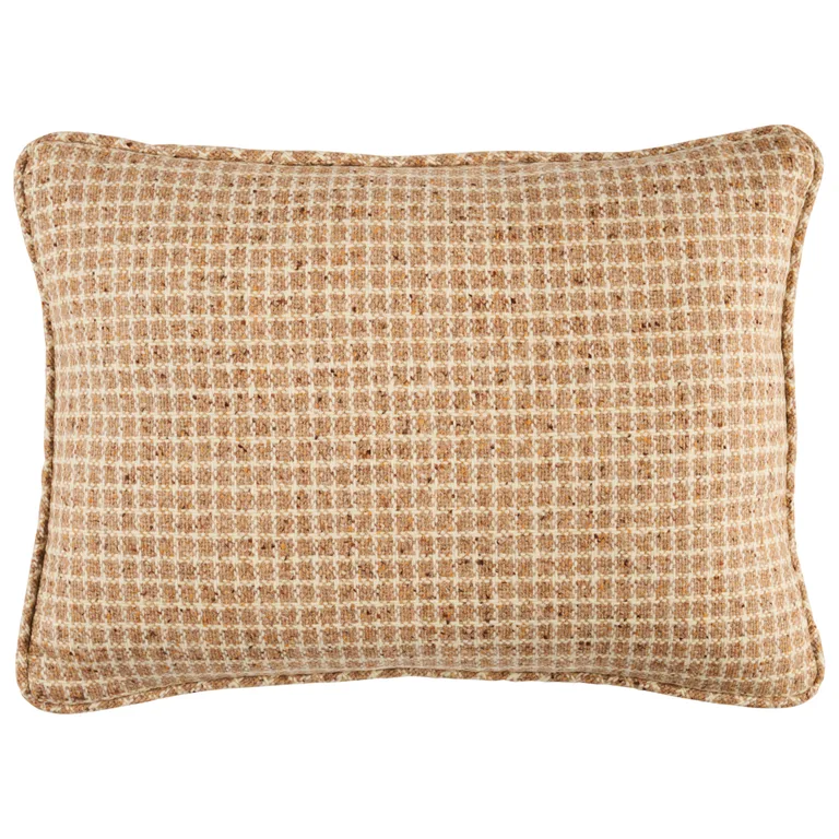 Schumacher Hudson Wool Check Pillow in Camel (SO8235112)