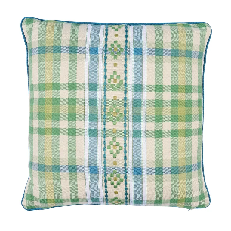 Schumacher Hutton Check Pillow in Leaf (SO8473105)