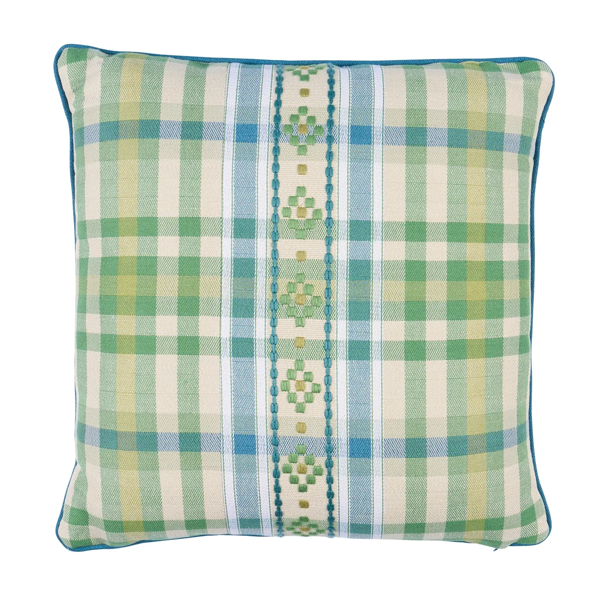 Schumacher Hutton Check Pillow in Leaf (SO8473105)