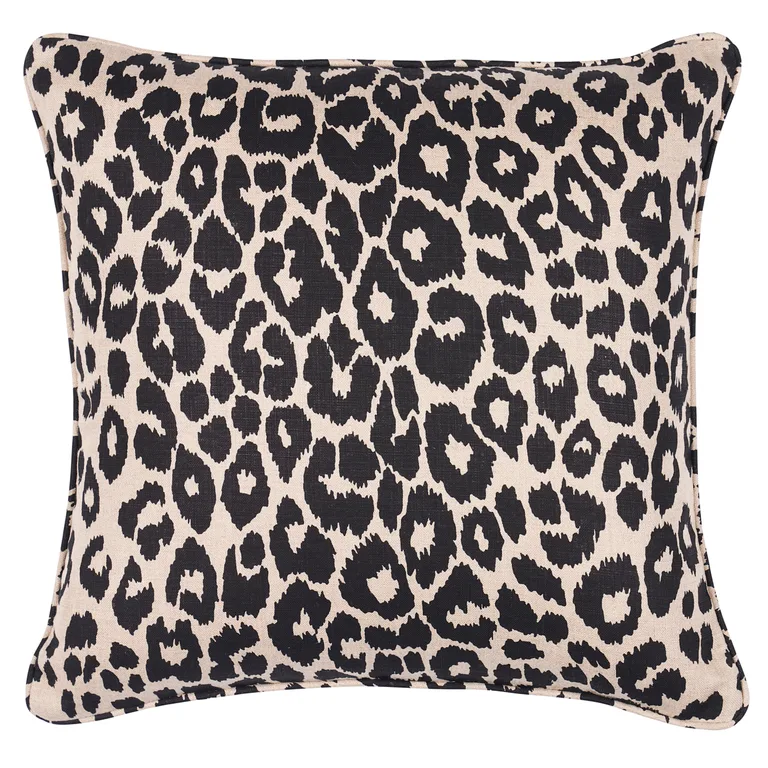 Schumacher Iconic Leopard Pillow in Ebony/Natural