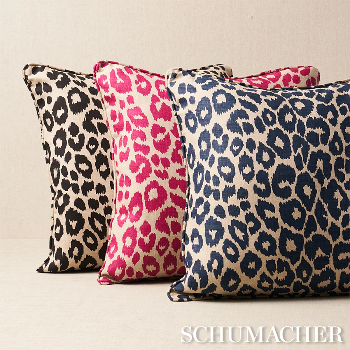 Schumacher Iconic Leopard Pillow in Ebony/Natural
