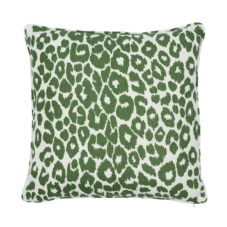 Schumacher Iconic Leopard Pillow in Green