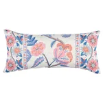 SO18011230 | Indali Bordered Linen Pillow - Rose & Indigo Schumacher Indali Bordered Linen Pillow in Rose & Indigo (SO18011230)