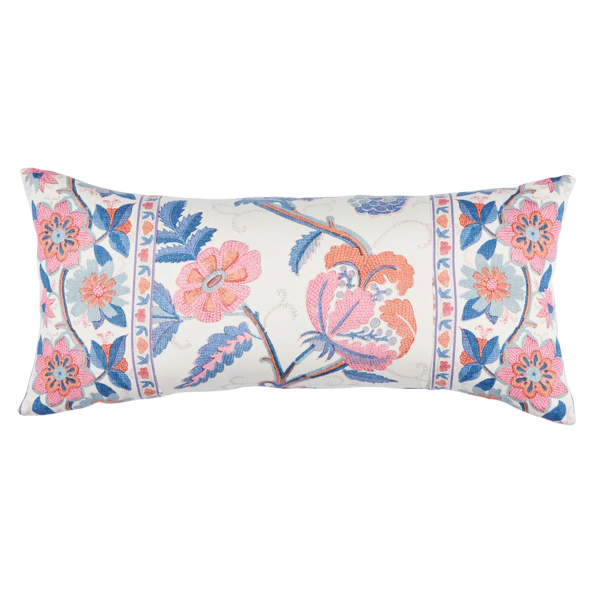 Schumacher Indali Bordered Linen Pillow in Rose & Indigo (SO18011230)