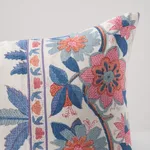 SO18011230 | Indali Bordered Linen Pillow - Rose & Indigo Schumacher Indali Bordered Linen Pillow in Rose & Indigo (SO18011230)