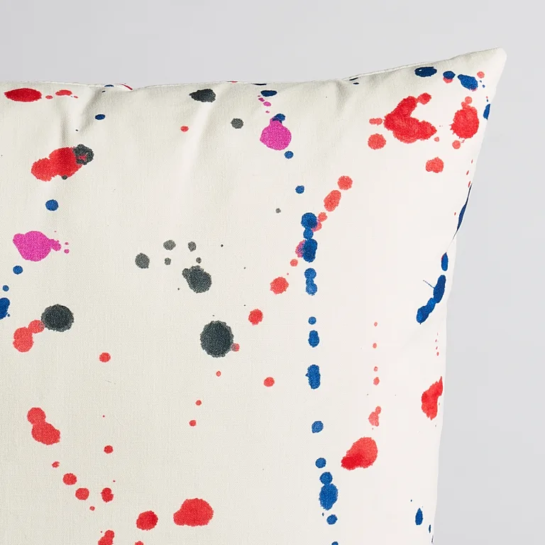 Schumacher Ink Splash Pillow in Red & Blue
