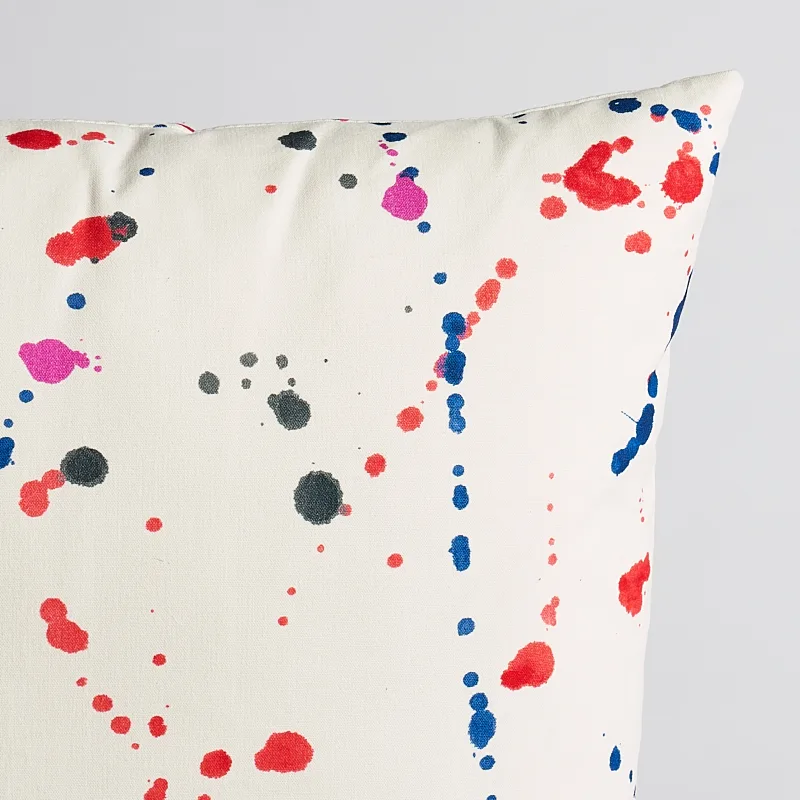 Schumacher Ink Splash Pillow in Red & Blue