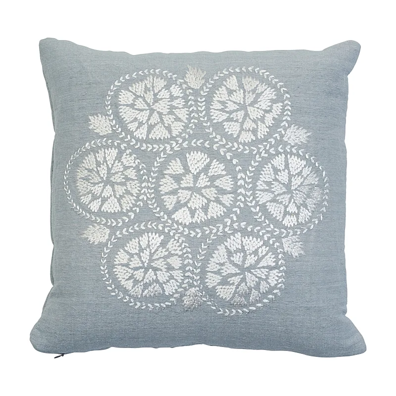 Schumacher Isla Hand Embroidery Pillow in Sky (SO7749003)