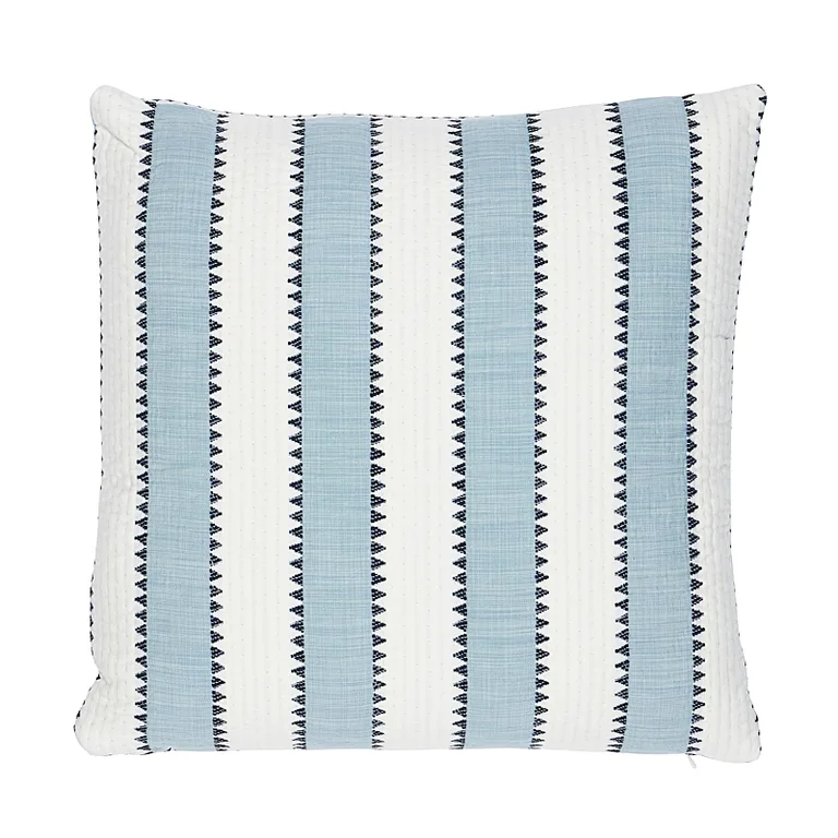 Schumacher Isolde Stripe Pillow in Sky
