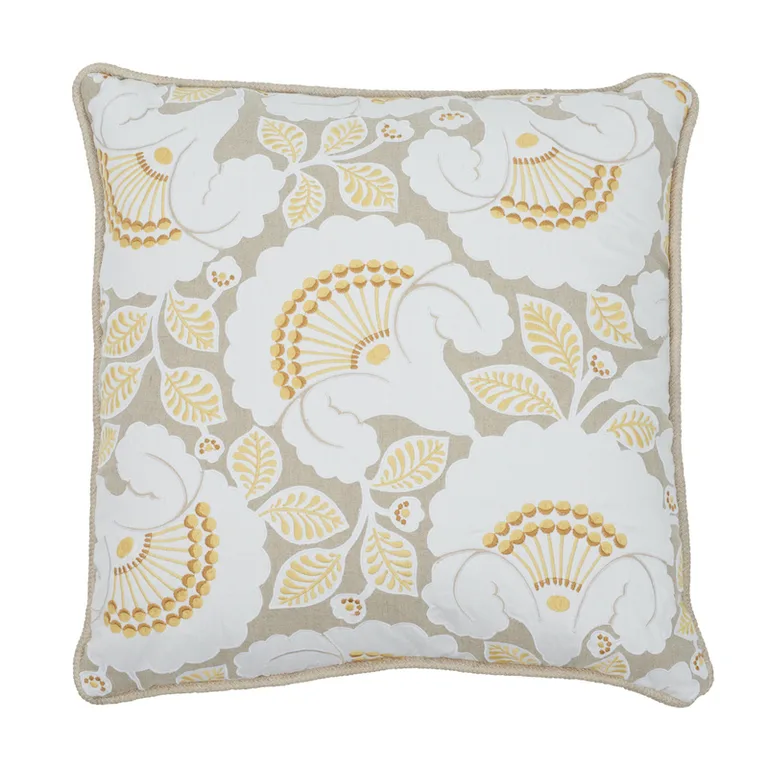 Schumacher Jackie Applique Pillow in Natural (SO7730005)