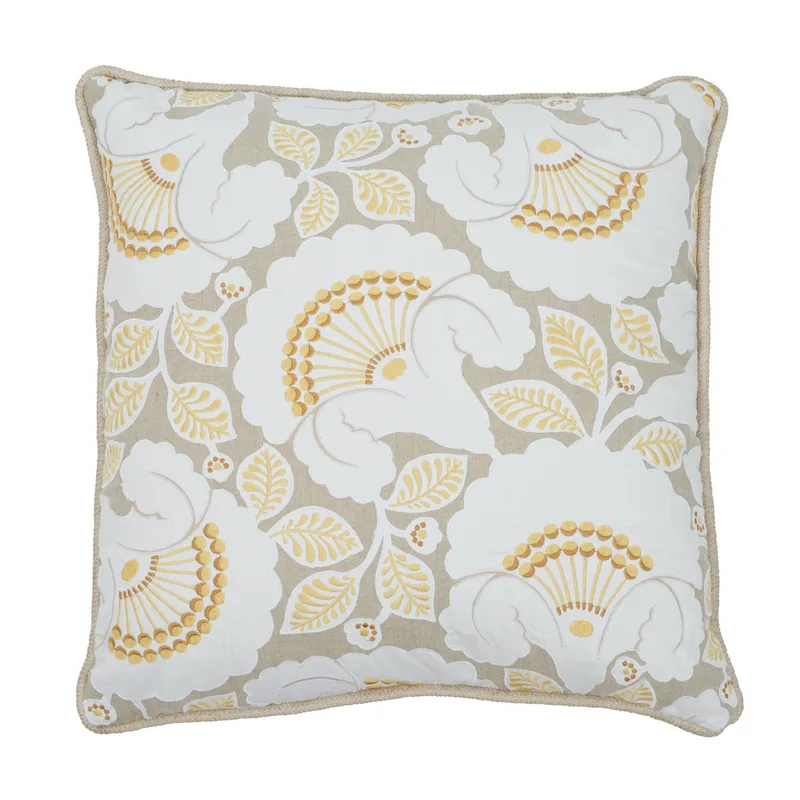 Schumacher Jackie Applique Pillow in Natural (SO7730005)