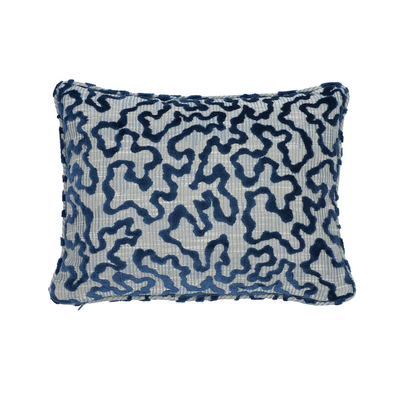 Schumacher Janis Velvet Pillow in Blue