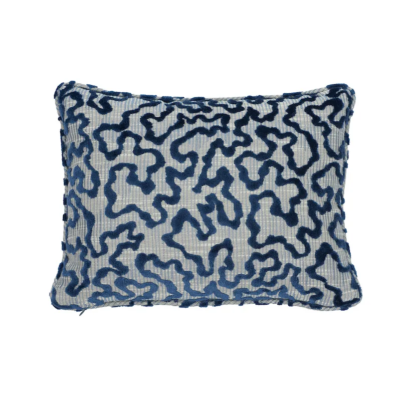 Schumacher Janis Velvet Pillow in Blue