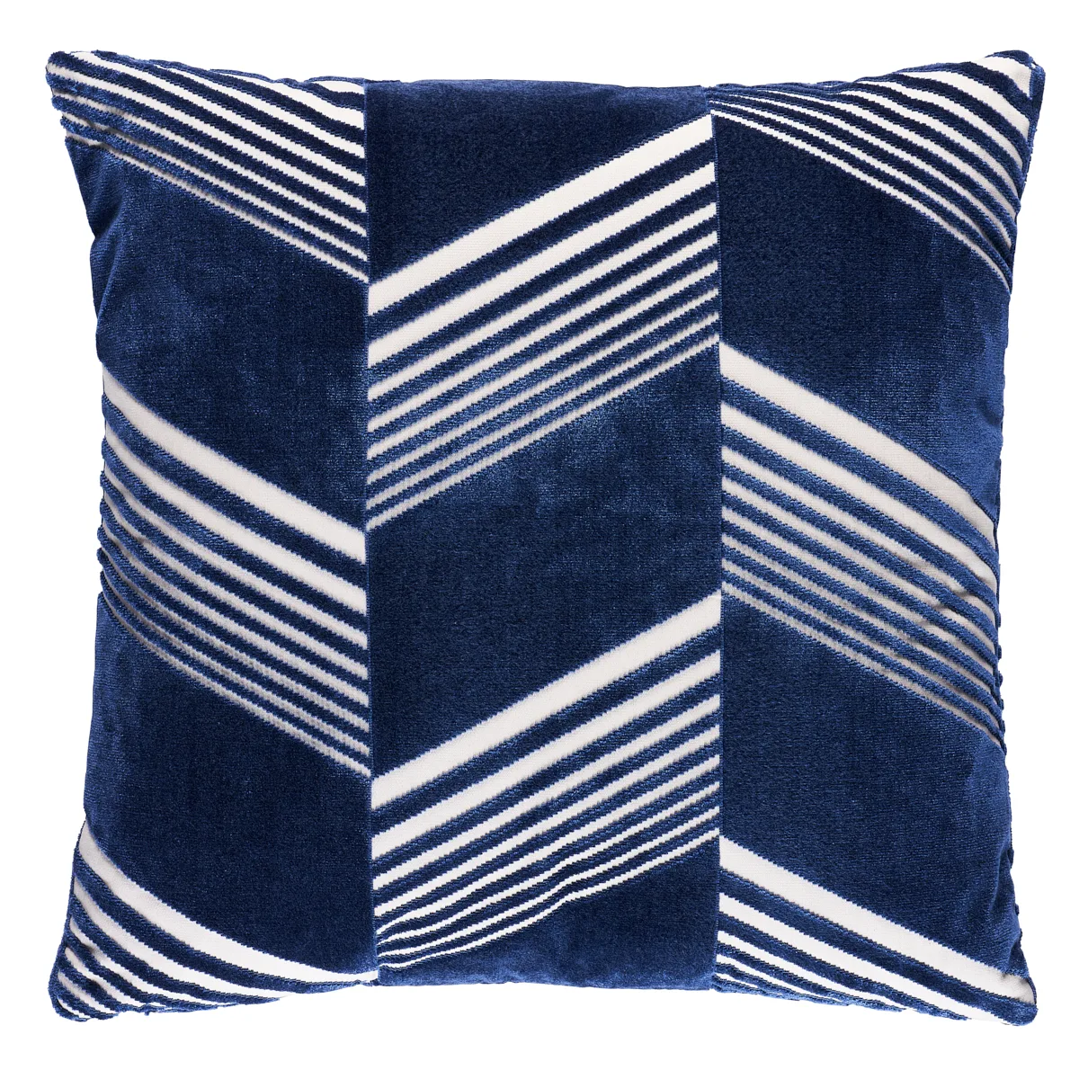 Schumacher Jessie Cut Velvet Pillow in Navy on White