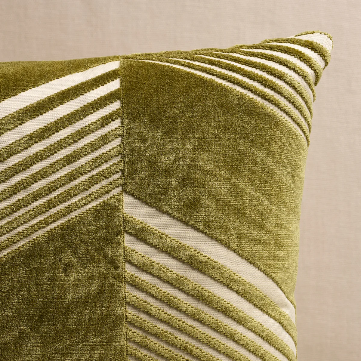 Schumacher Jessie Cut Velvet Pillow in Olive