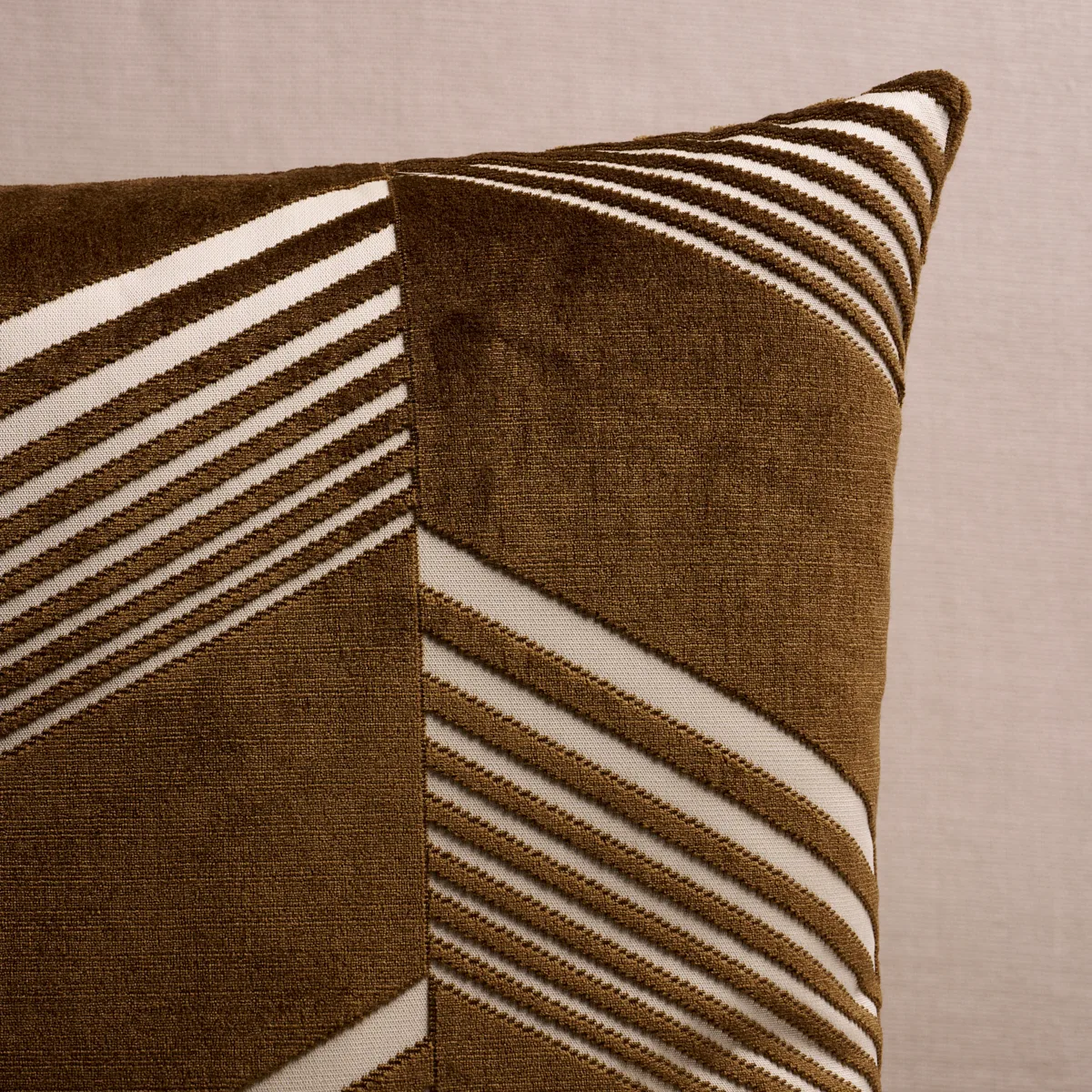 Schumacher Jessie Cut Velvet Pillow in Sable