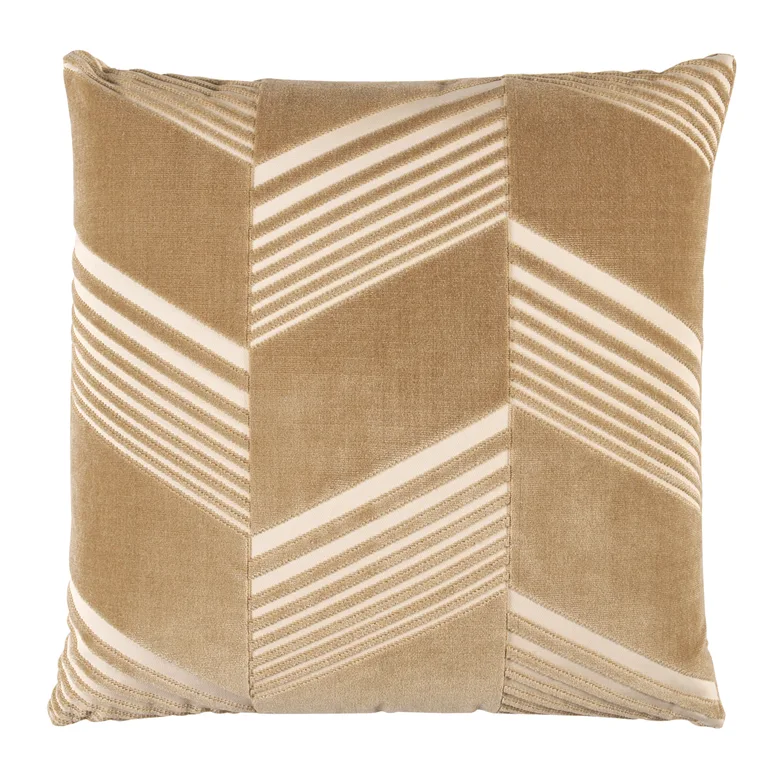 Schumacher Jessie Cut Velvet Pillow in Sand