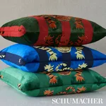 Jokhang Tiger Velvet Pillow - Blue Schumacher Jokhang Tiger Velvet Pillow in Blue